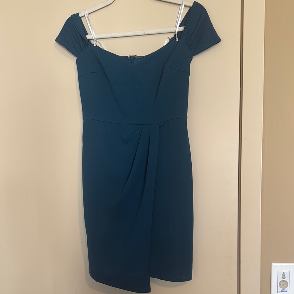 Lulu's Blue Off-Shoulder Sheath Mini Dress
